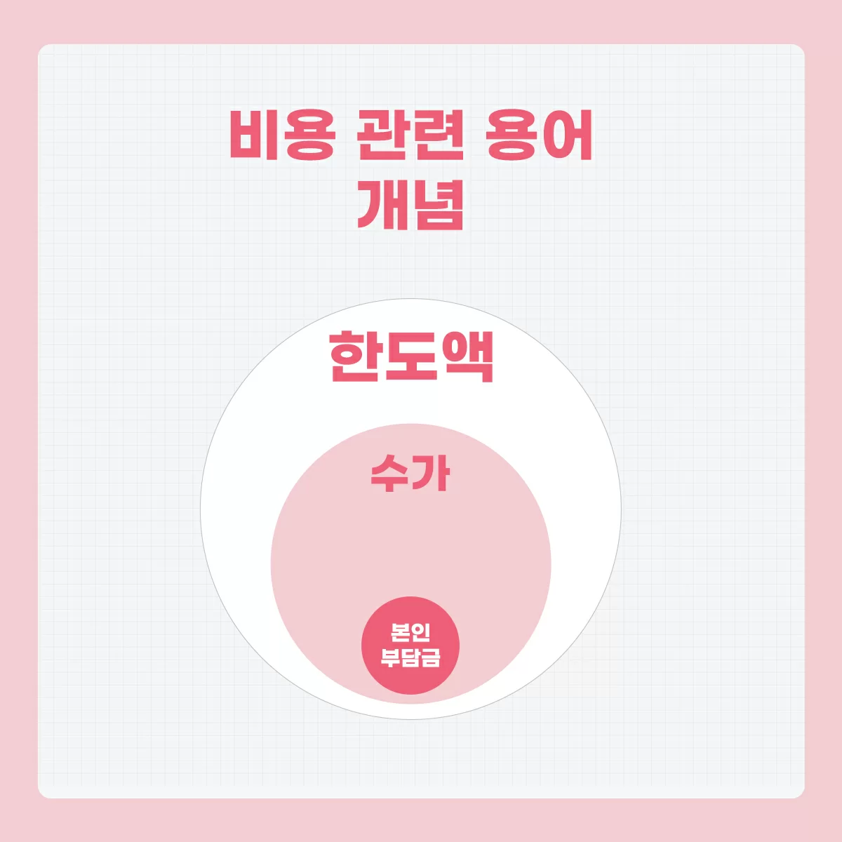 한도액·수가·본인부담금 비용 용어 원 다이어그램
