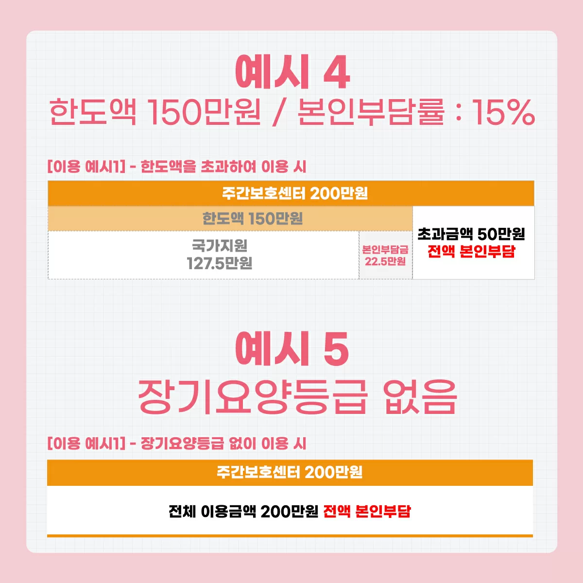 한도액 초과 사용·등급 없음 본인부담 예시