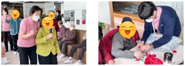 주간보호센터에서 어르신과 직원이 함께하는 활동