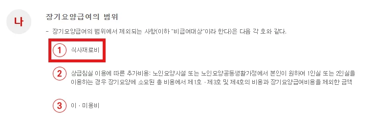 장기요양급여 비급여대상 3가지 항목 안내