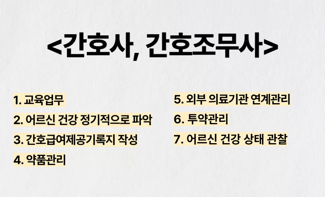 간호사와 간호조무사 업무 7가지 정리