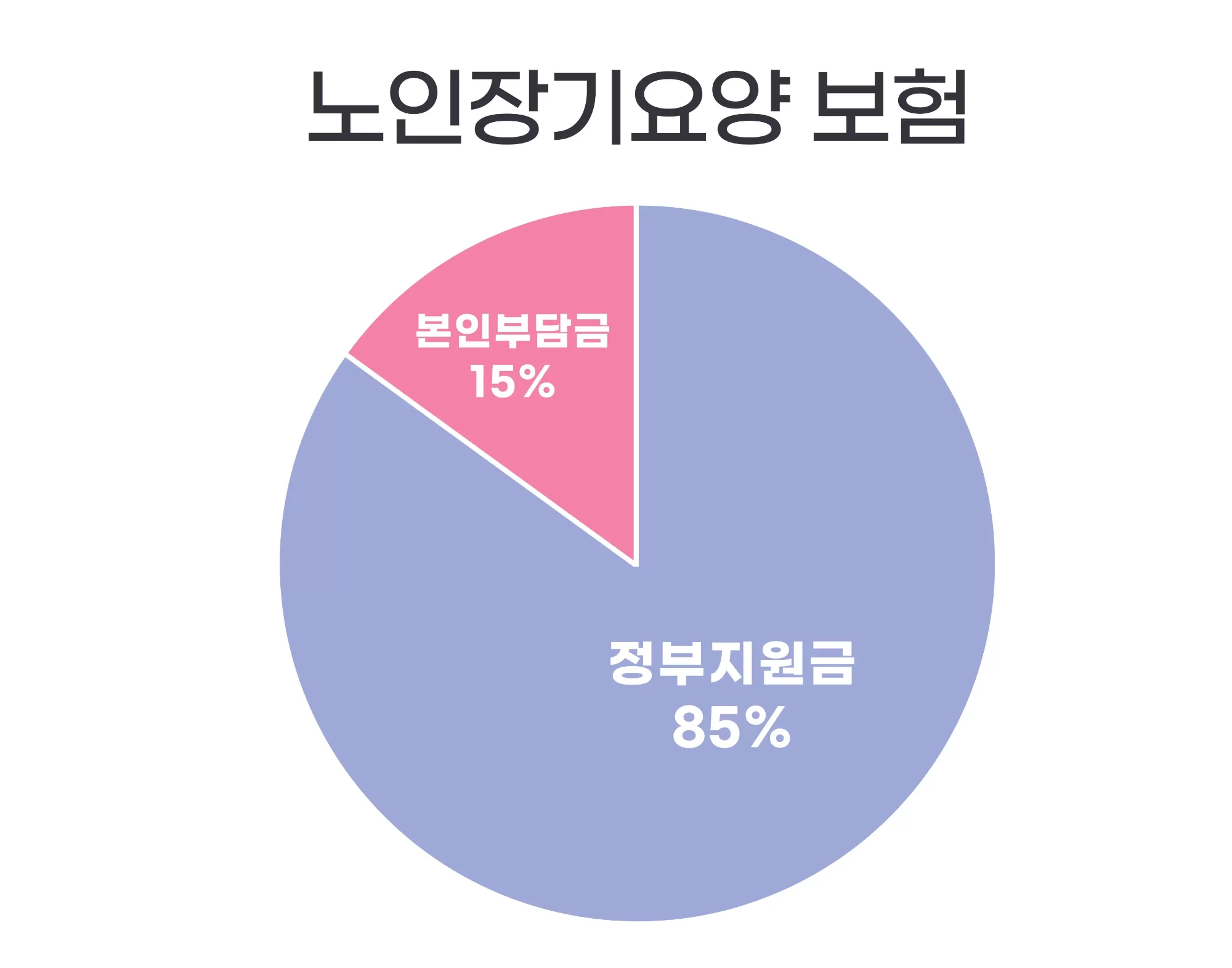 정부지원금 85% 본인부담금 15% 비용 원그래프