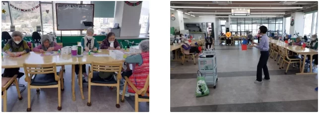 주간보호센터 인지 프로그램에 참여하는 어르신들