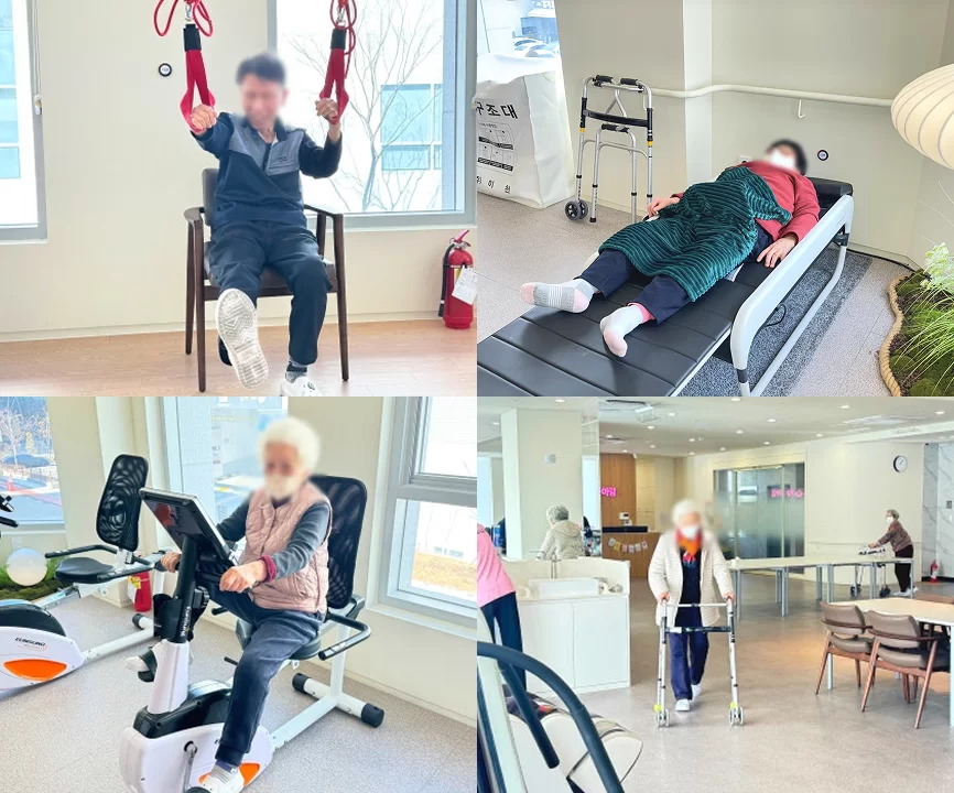 주간보호센터에서 어르신들이 재활 운동하는 모습