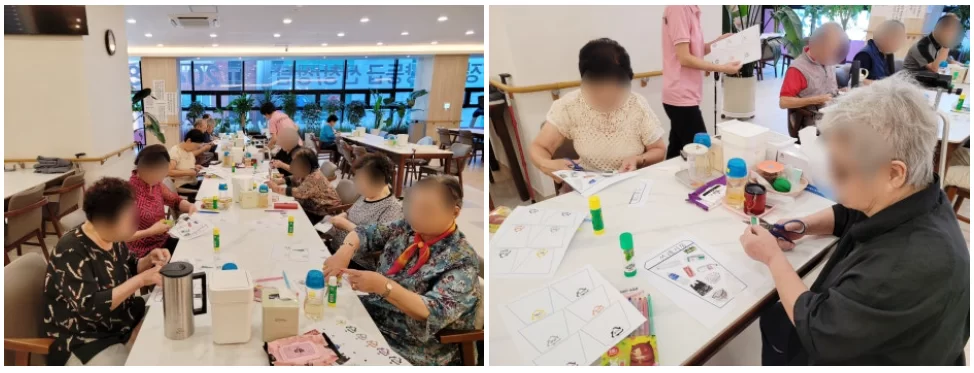 주간보호센터에서 어르신들이 인지 프로그램에 참여하는 모습