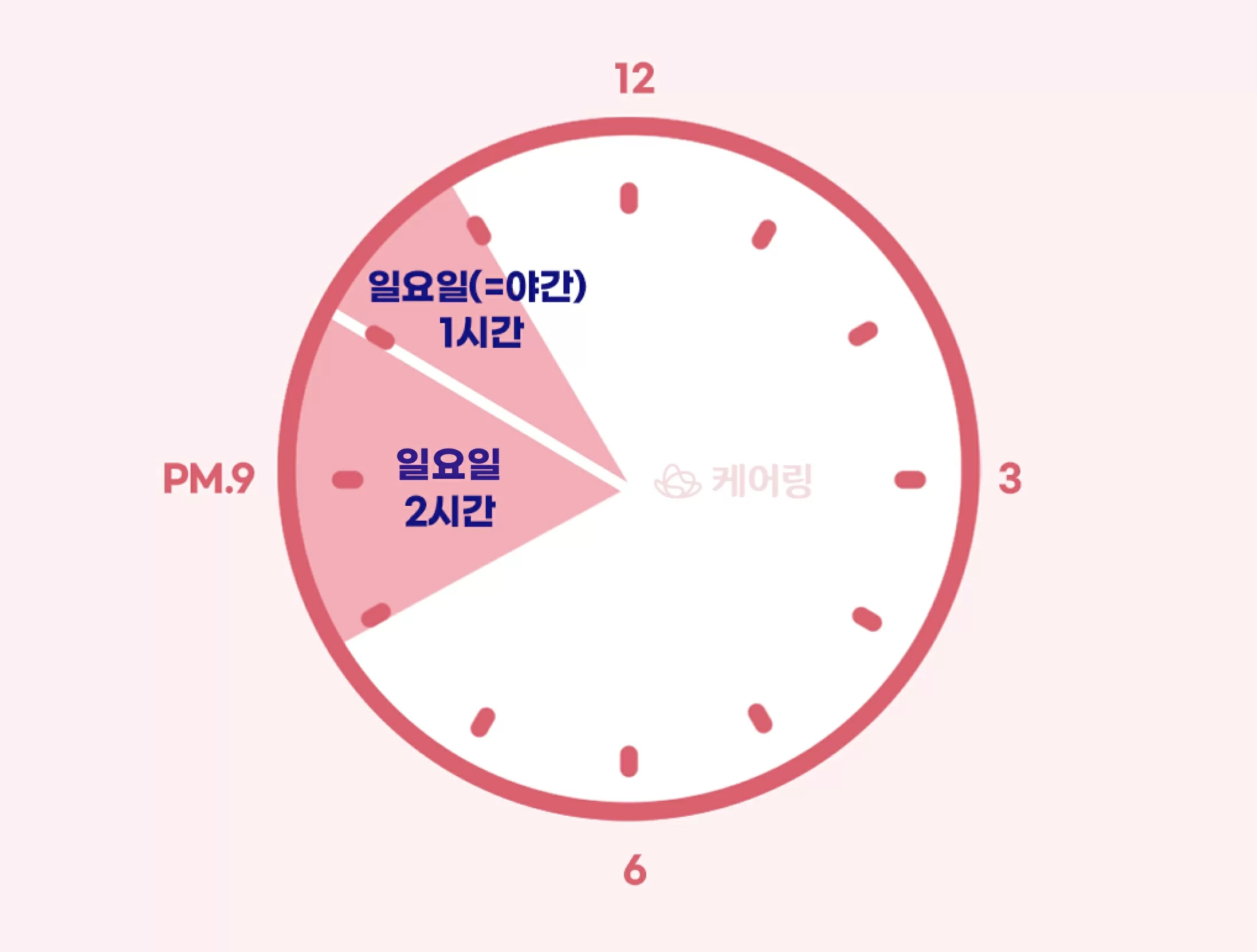일요일 주간 야간 방문요양 이용 시계 도식