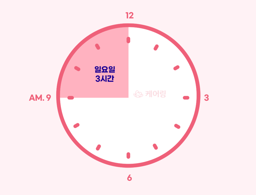 일요일 방문요양 3시간 이용 안내 시계 도식