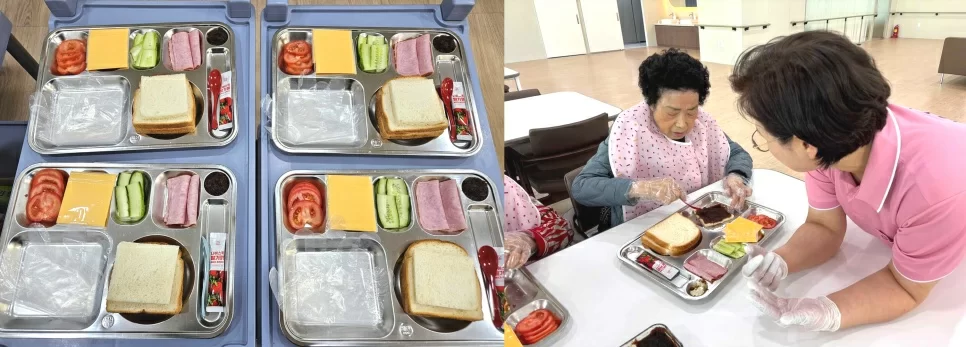 케어링 주간보호센터 대전 서구점 샌드위치 만들기 활동