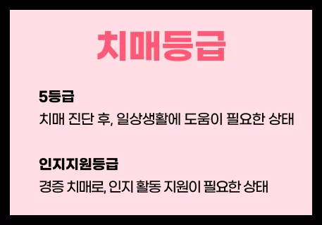 치매등급인 5등급과 인지지원등급을 설명하는 이미지
