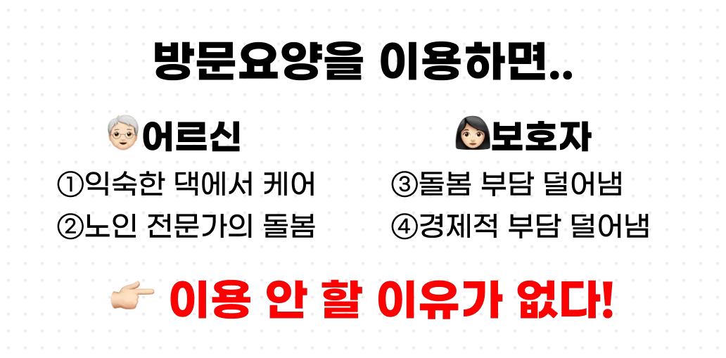 방문요양 이용 시 어르신과 보호자가 얻는 4가지 이득