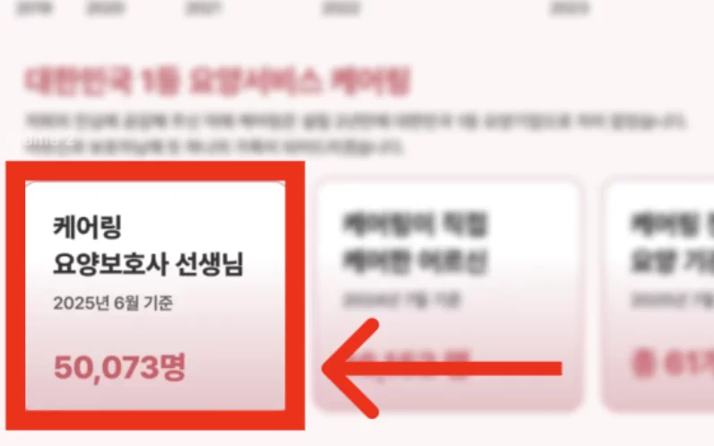 케어링 요양보호사 선생님 50,073명 보유 현황