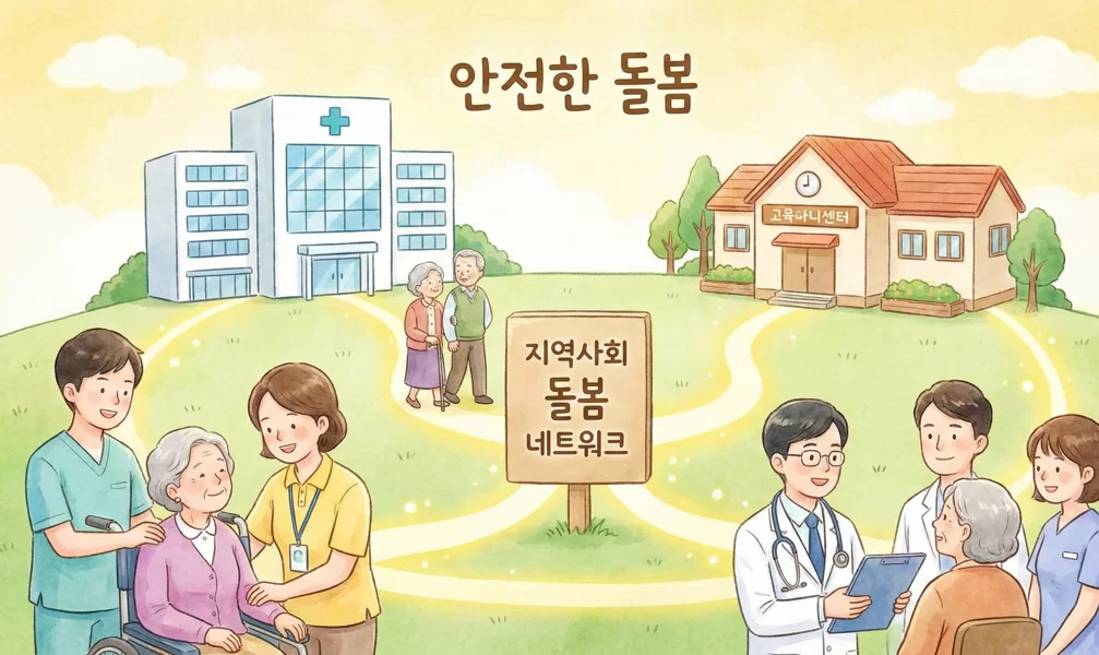 지역사회 안전한 돌봄 의료 네트워크 일러스트