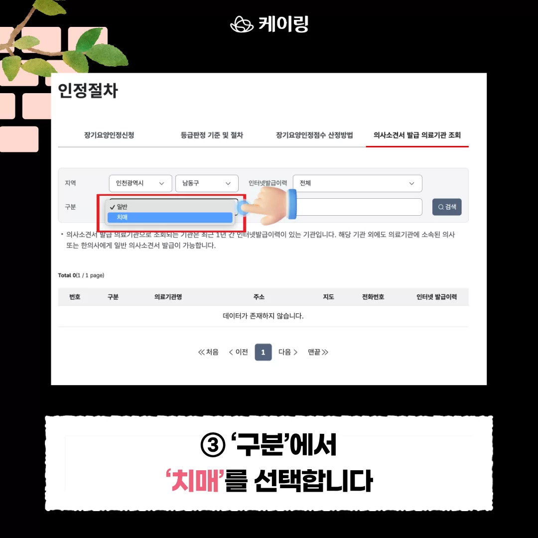 2단계 어르신 거주 시도와 시군구 지역 선택 안내
