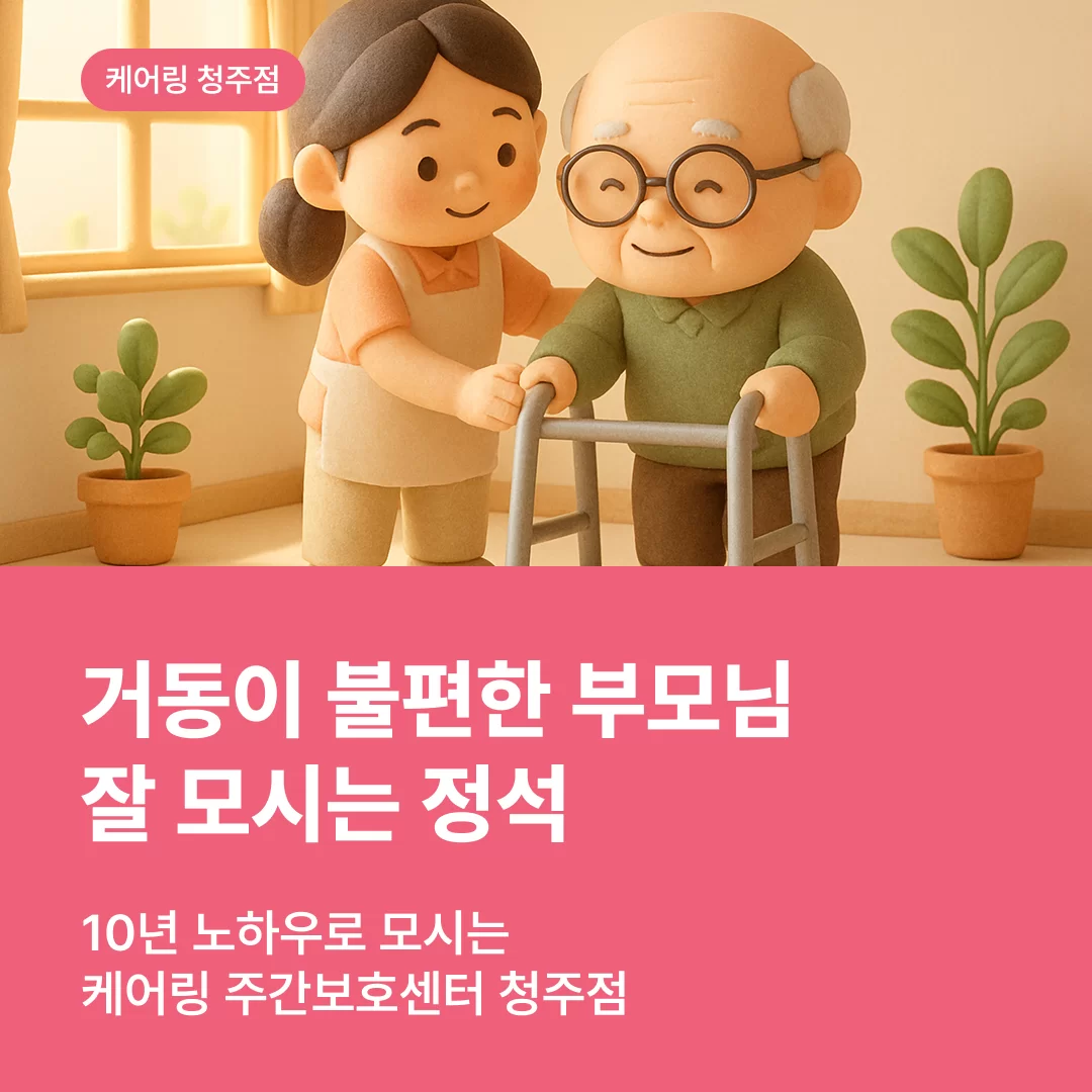 거동이 불편한 부모님 잘 모시는 정석 청주 주간보호센터 카드