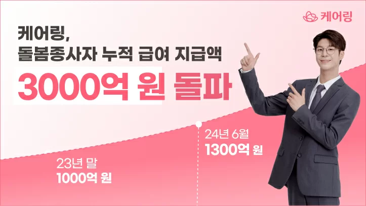 케어링 돌봄 종사자 누적 급여 3000억 원 돌파 안내