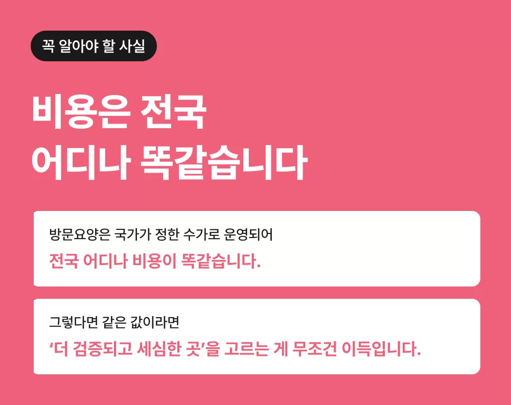케어링 전남광주 광산구 방문요양 비용 전국 동일 안내