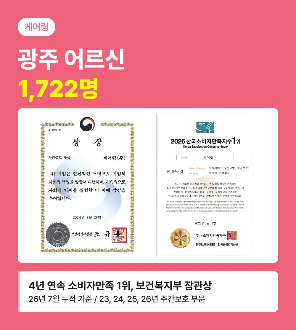 케어링 4년 연속 소비자만족 1위와 장관상