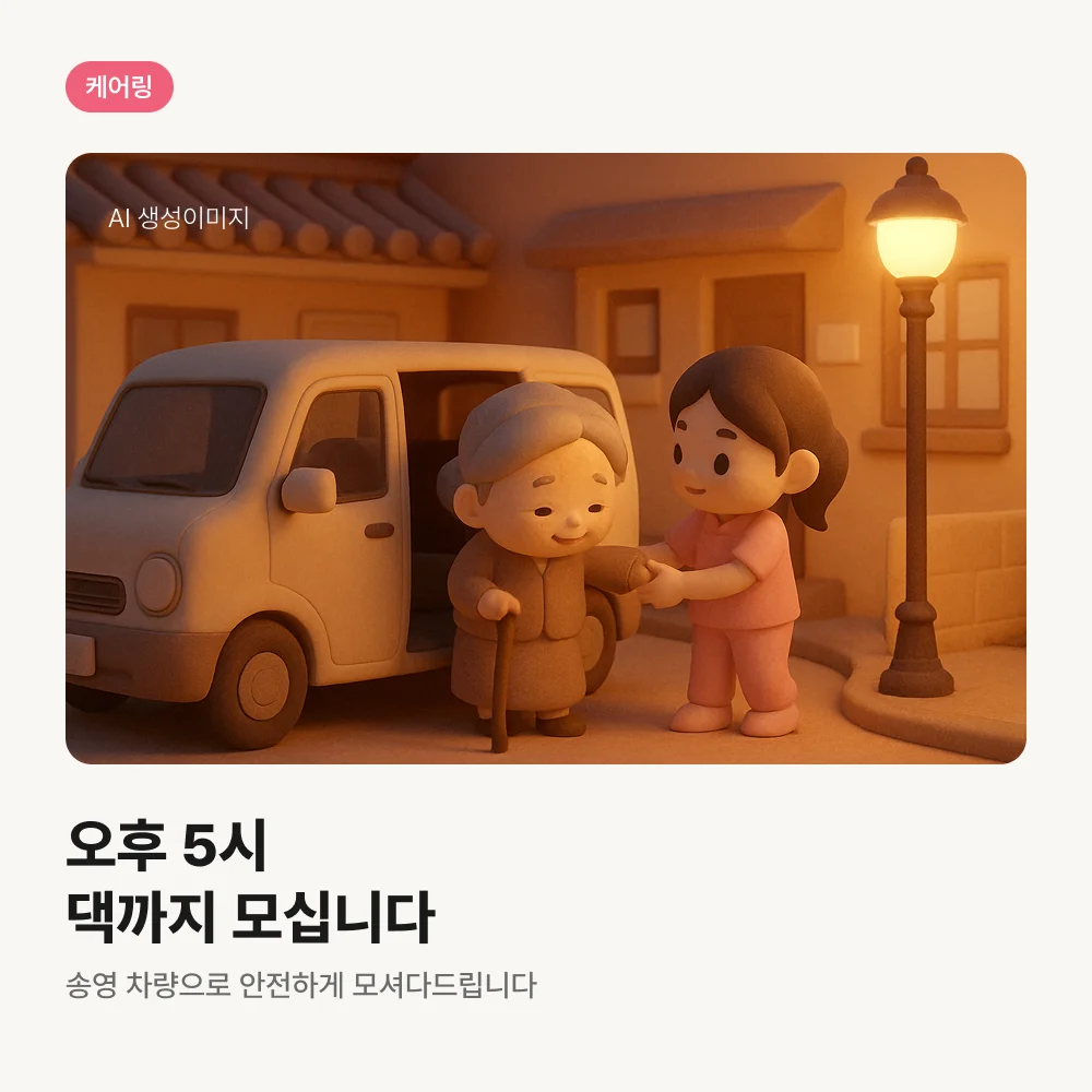 케어링 주간보호센터 대전 중구점 오후 5시 귀가 송영
