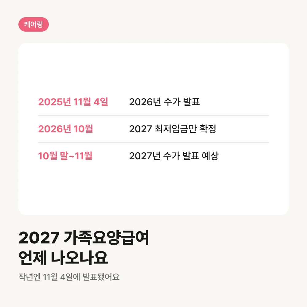 2027 가족요양 수가 발표 예상 일정