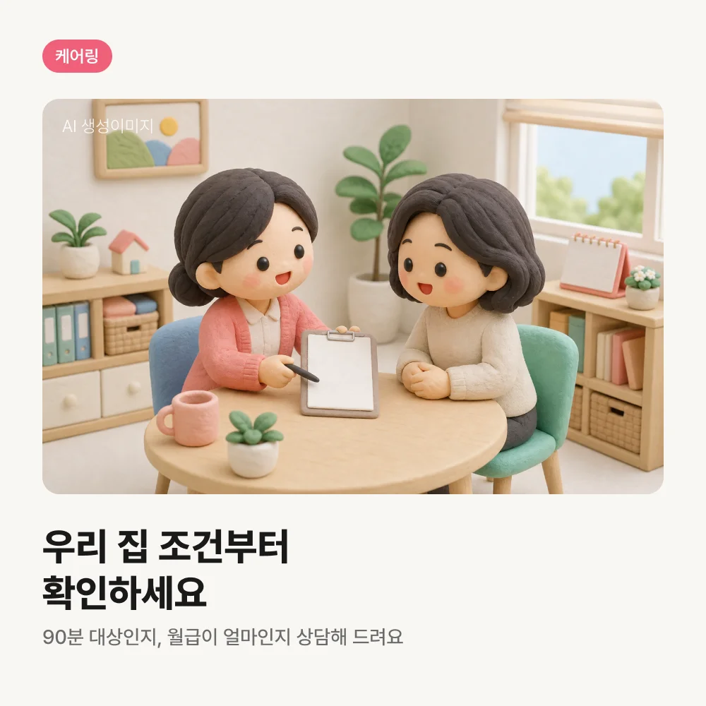 케어링 방문요양센터에서 상담받는 보호자