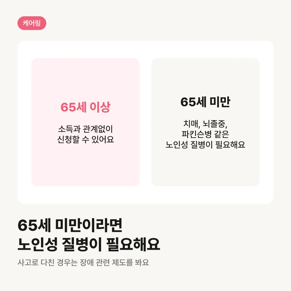 65세 미만 장기요양등급 신청 조건
