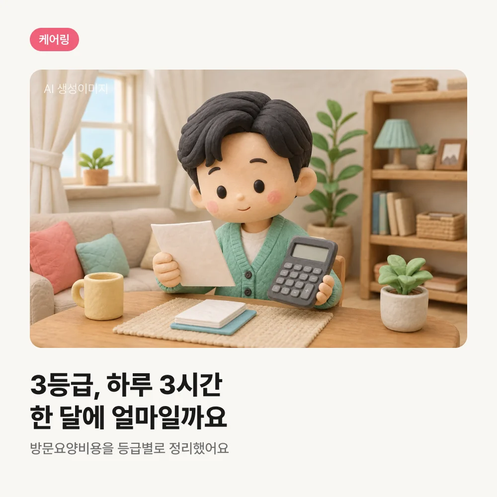 등급 결과지를 보며 비용을 계산하는 아들