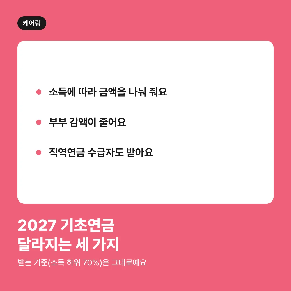 2027 기초연금 달라지는 세 가지 요약