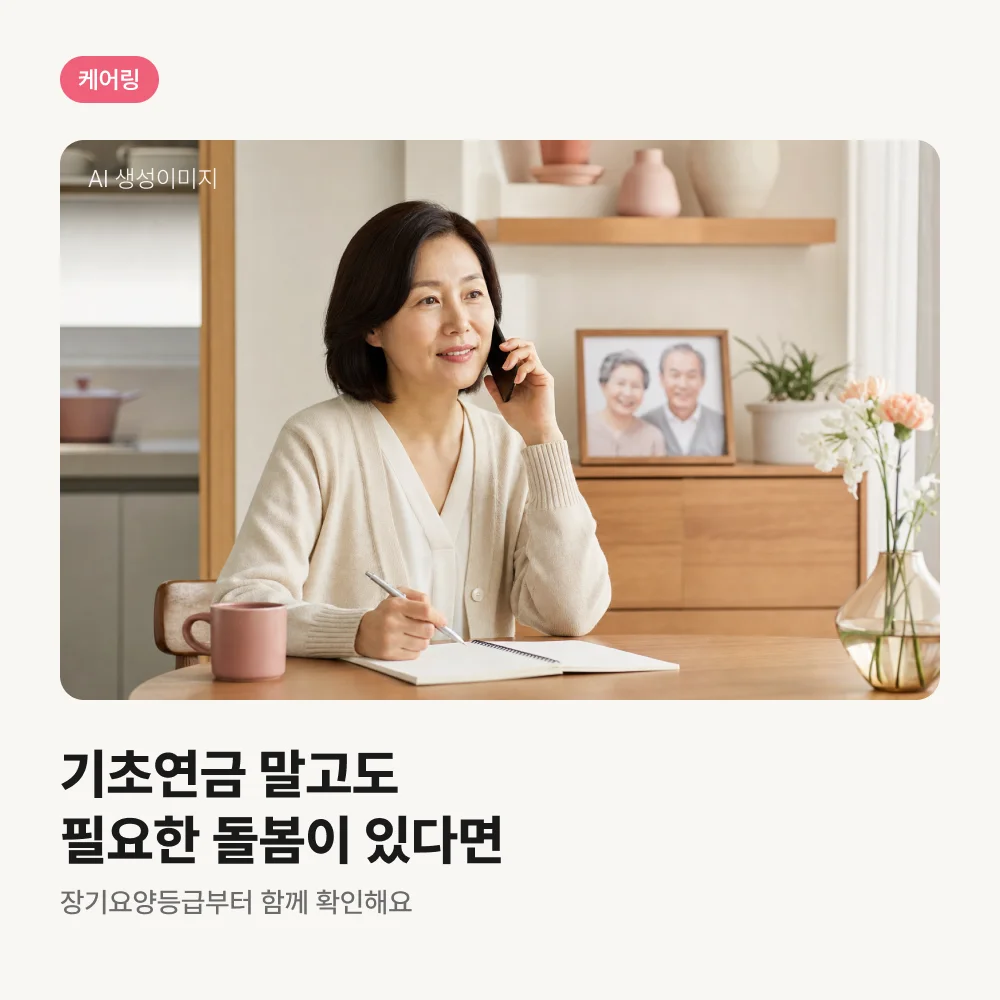 부모님 돌봄을 전화로 상담하는 딸