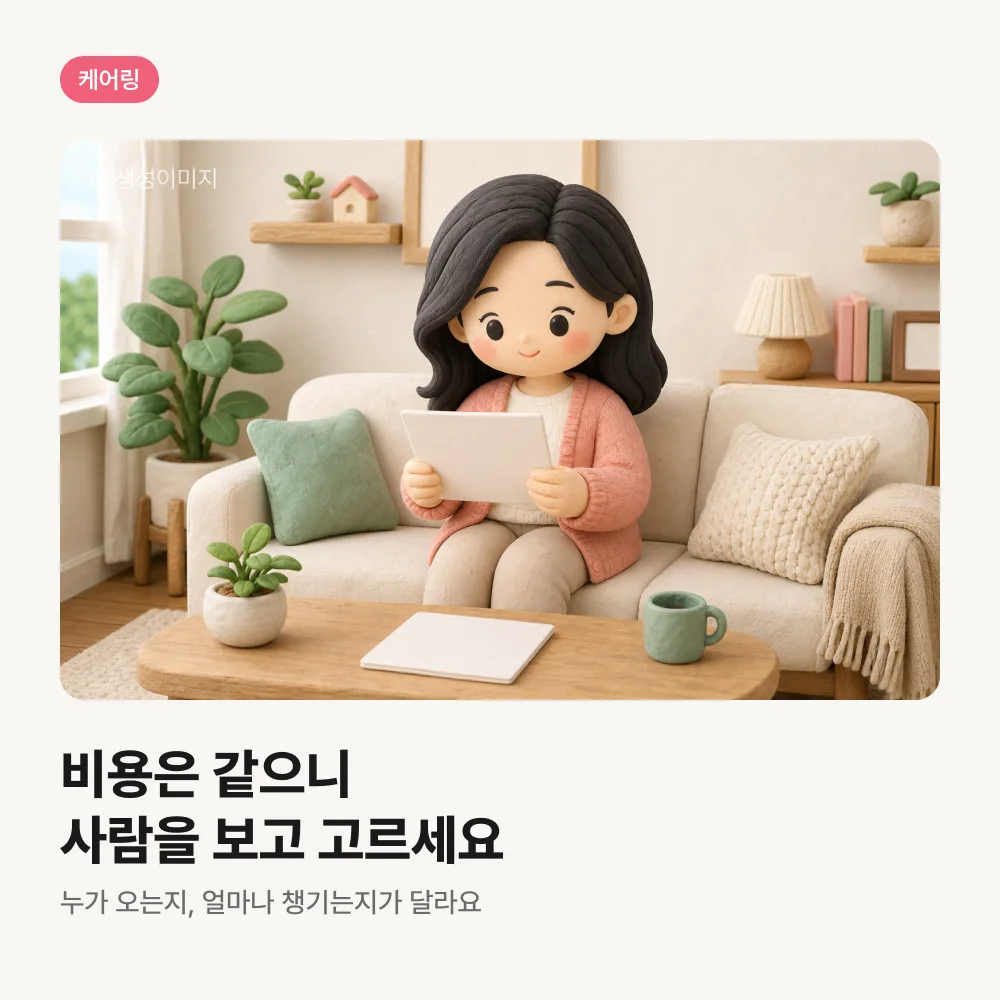 방문요양센터 안내문을 살펴보는 보호자