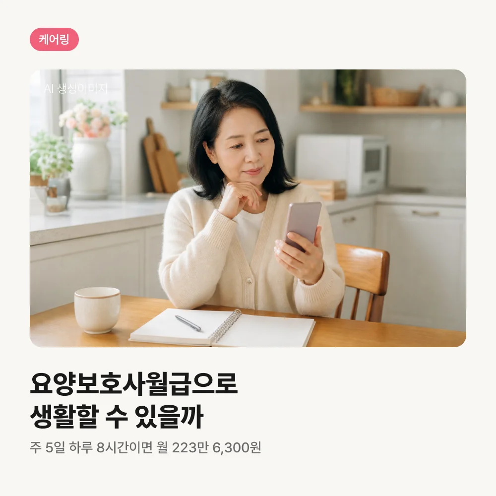 휴대폰으로 구인 공고를 보는 50대 여성