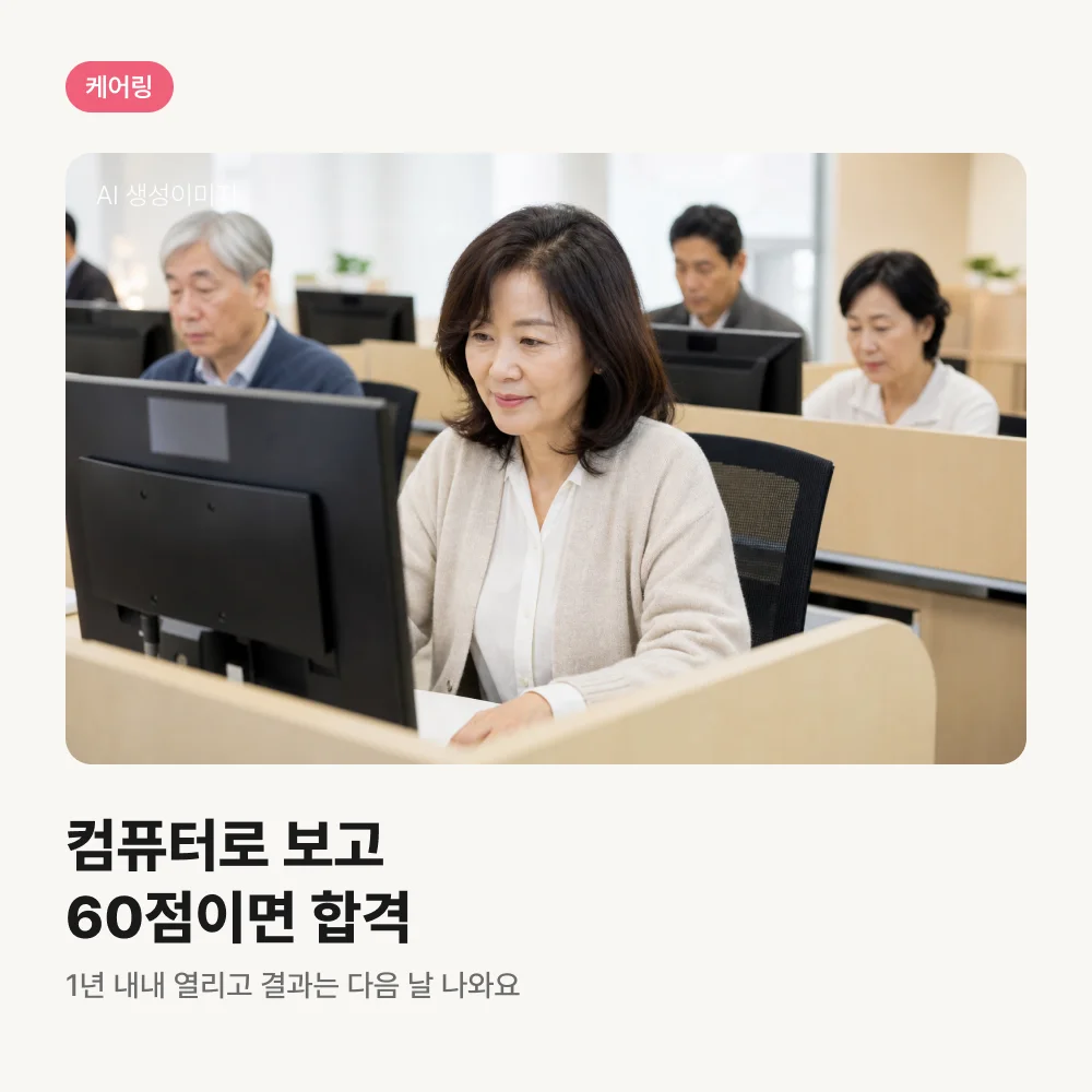 컴퓨터로 시험을 보는 50대 수험생