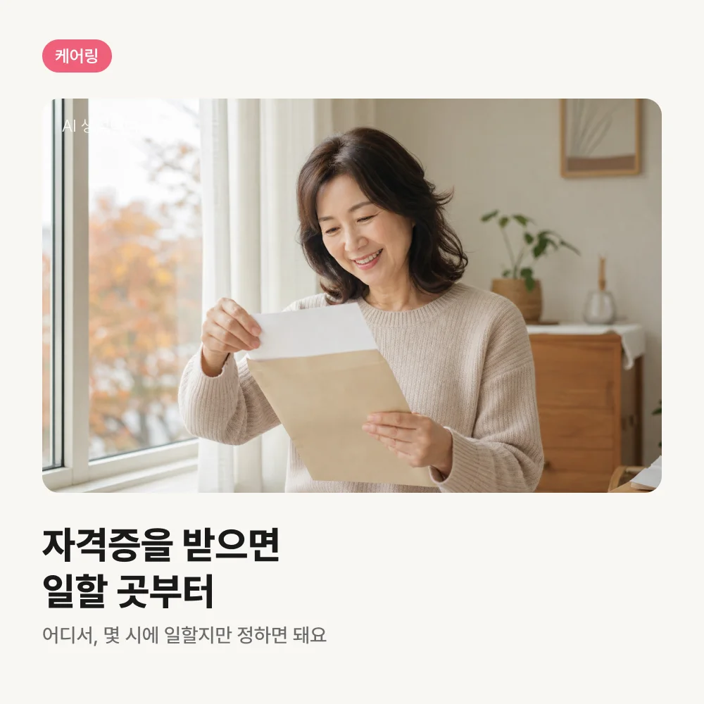 서류 봉투를 열며 웃는 여성