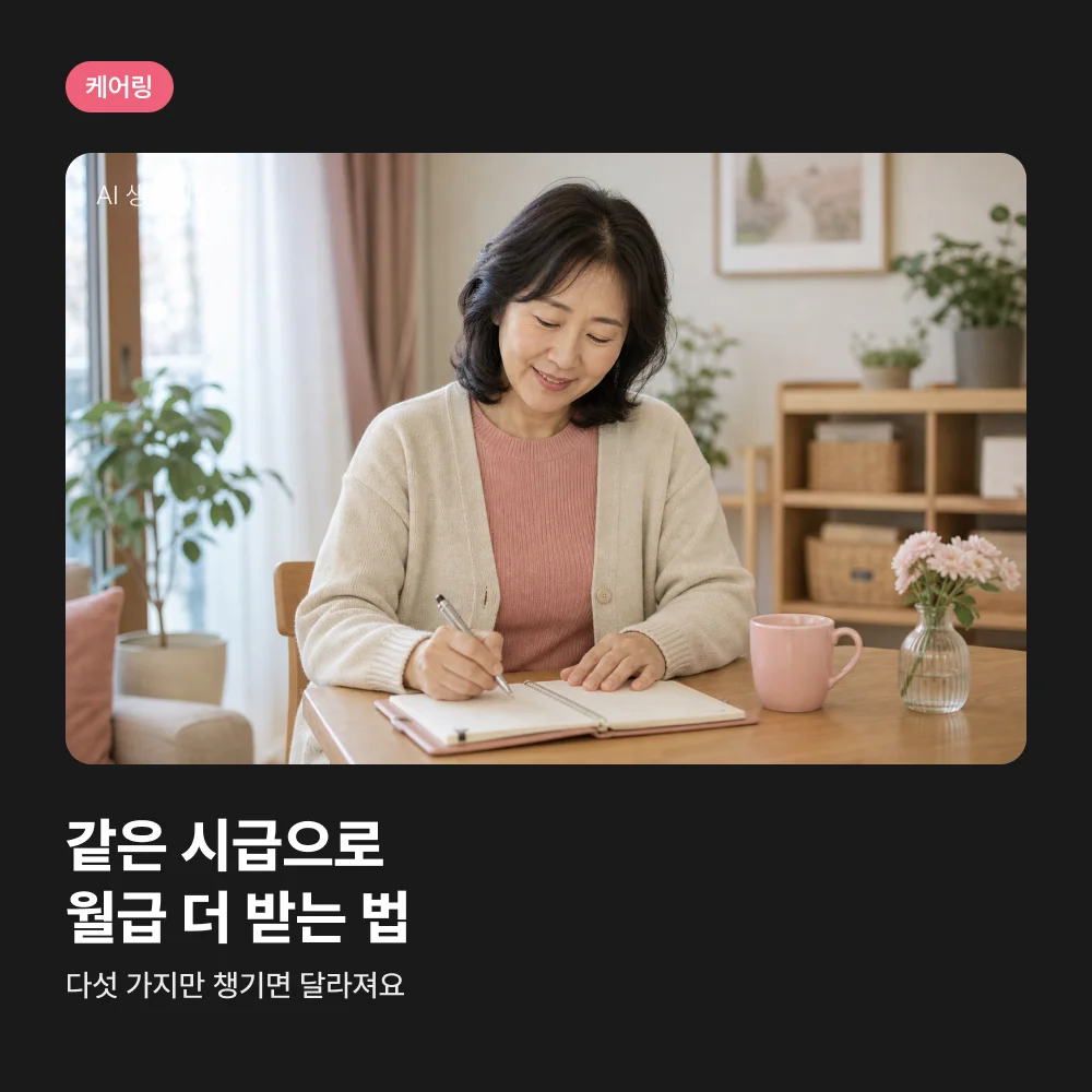 수첩에 일정을 적는 요양보호사